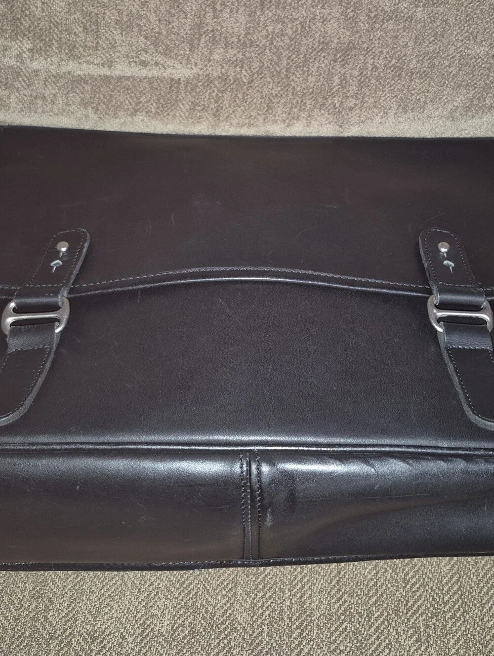 🔥Franklin Covey Black Premium Full-Grain Leather Laptop Briefcase Messenger Bag